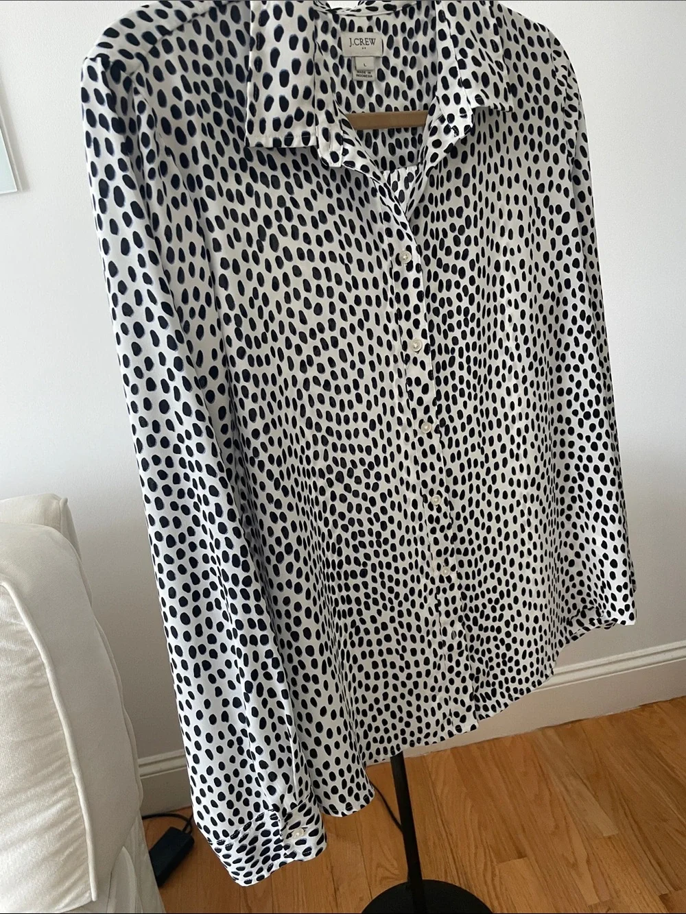 J. Crew Black & White Dalmatian-Spot Button-Down Shirt